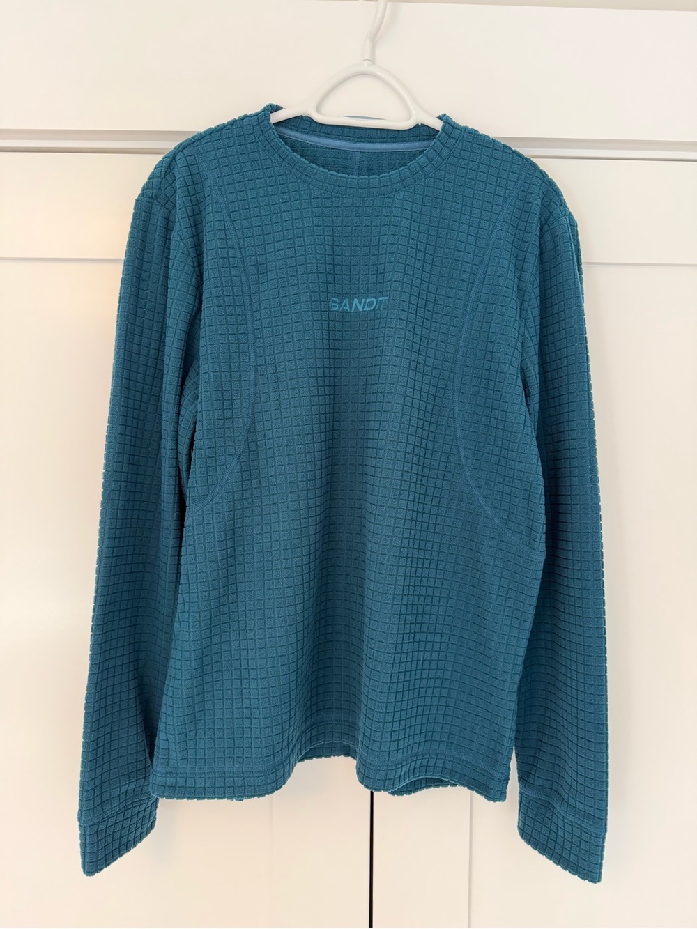 Bandit running Men's Teal Waffle-Knit Crewneck Long Sleeve Sweatshirt